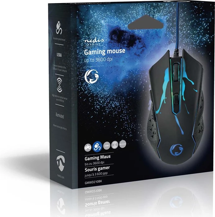 Nedis Gaming Mouse 3600dpi, schwarz, USB