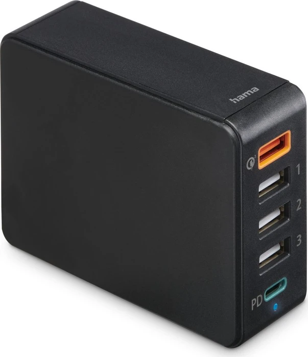 Hama Schnellladegerät 5 Ports 1x QC 3.0 3x USB-A 1x USB-C PD 51W schwarz