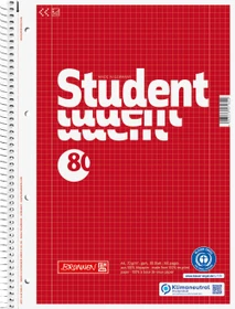 Brunnen Student Recycling Collegeblock, A4, Lineatur 28, rot, 80 Blatt