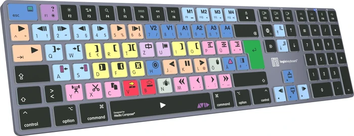 LogicKeyboard Titan Wireless Avid Media Composer "Classic" Mac, Titanium Gray, LEDs weiß, USB/Bluetooth, DE