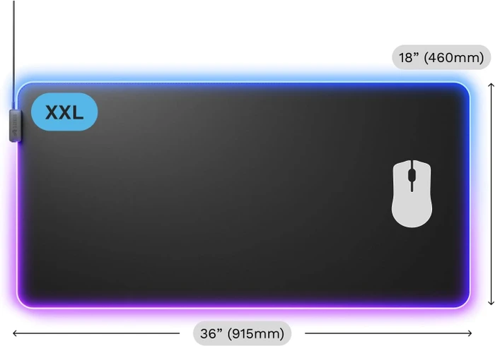 Glorious GMP 2 GLED RGB Gaming Mauspad XXL, 915x460mm, schwarz