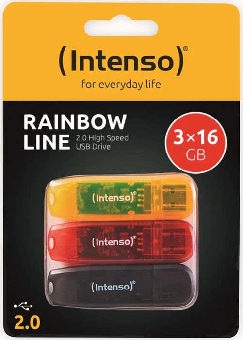 Intenso Rainbow Line 16GB, USB-A, USB 2.0, 3er-Pack