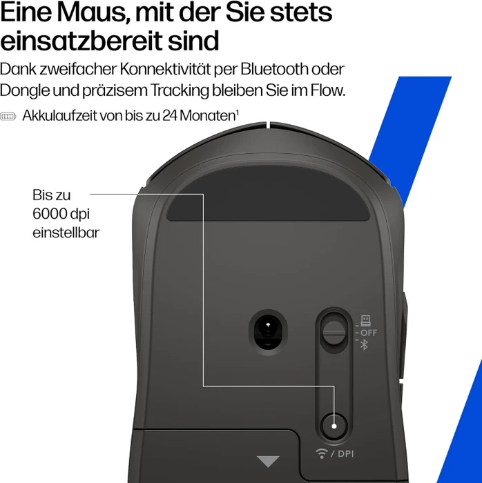 HP 405 Quiet Wireless Mouse, schwarz, USB/Bluetooth