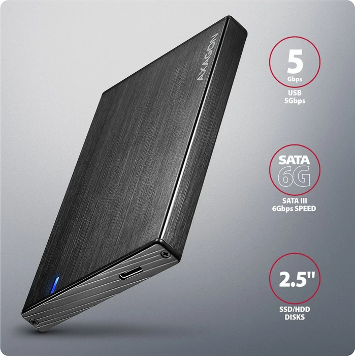 Axagon Festplattengehäuse, schwarz, 2.5", Aline Box, USB-C 3.0