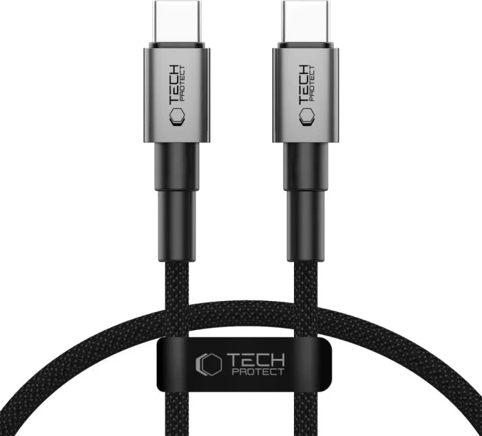 Tech-Protect USB-C Kabel, Ultraboost Series, USB 2.0, 480Mb/s, 60W USB PD 3.0, USB-C [Stecker] auf USB-C [Stecker], schwarz, 0.25m
