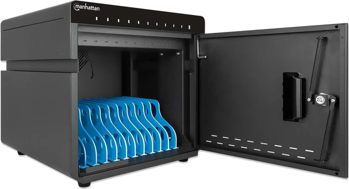 Manhattan 10-Port Mobiler Ladeschrank, Notebook, Tablet und Smartphone, 10 Geräte bis 10.2", versperrbar