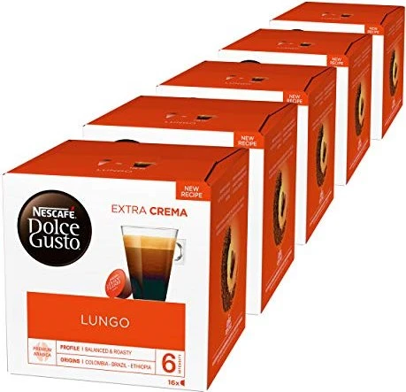 Nestlé Nescafe Dolce Gusto Caffe Lungo Kaffeekapseln, 80 Stück (5x 16 Stück)