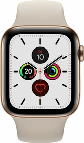 Apple Watch Series 5 (GPS + Cellular) 44mm Edelstahl gold mit Sportarmband stein