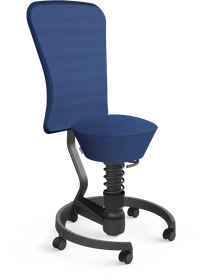 Aeris Swopper Work New Edition Bürohocker mit Rollen und Lehne, Feder Low, Gestell Alu schwarz, Bezug Mesh-Gewebe blau