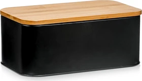 Zeller Brotkasten Metall mit Bambusdeckel 30.5x18cm matt schwarz