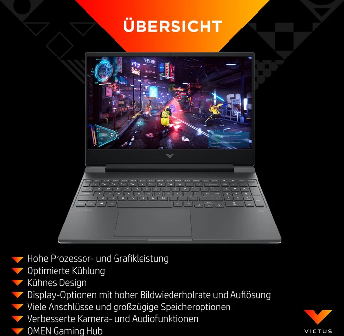 HP Victus 15-fa0153ng, Mica Silver, Core i5-12450H, 16GB RAM, 512GB SSD, GeForce GTX 1650, DE