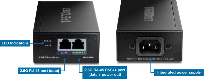 TRENDnet Desktop 2.5G PoE-Injektor, 2x RJ-45, 90W PoE++