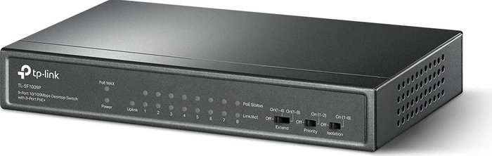 TP-Link TL-SF1000 Desktop Switch, 9x RJ-45, 65W PoE+