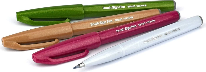 Pentel Brush Sign Pen SES15C sortiert, 4er-Set