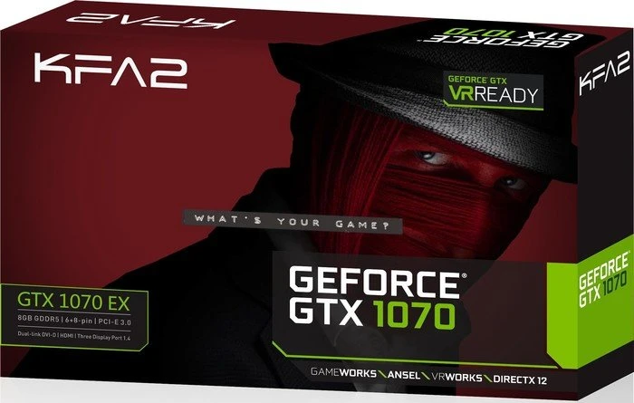 KFA2 GeForce GTX 1070 EX, 8GB GDDR5, DVI, HDMI, 3x DP