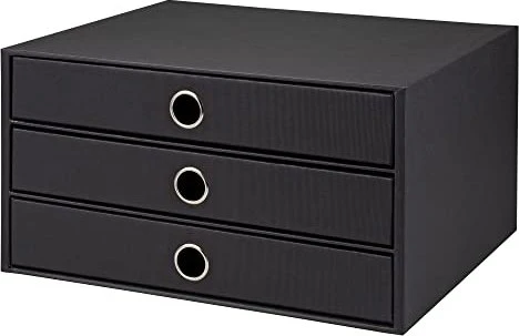 Rössler 3er Schubladenbox, 3 Schubladen, A4, schwarz