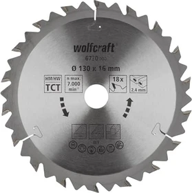 Wolfcraft Serie Braun Kreissägeblatt 18Z, 130x2.4x16mm, 1 Stück