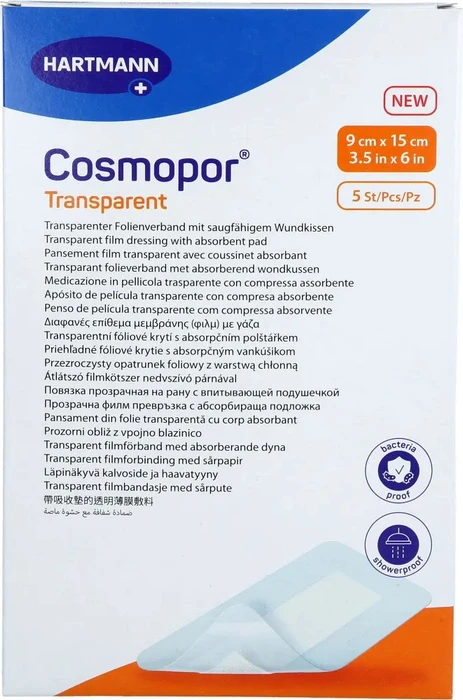 Hartmann Cosmopor transparent Folienverband, 9 x 15cm, 5 Stück