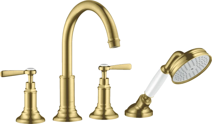 Hansgrohe Axor Montreux 4-Loch Fliesenrandarmatur mit Hebelgriffen brushed brass