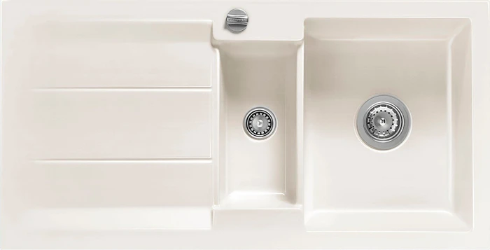 systemceram Genea 100 F Einbau Becken reversibel mit Ablauffernbedienung magnolie