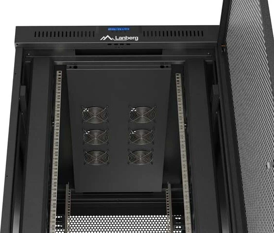 Lanberg 19" Rackschrank 47HE, freistehend, V2, Gitternetztür, IP20, RAL 9004, 1200mm tief