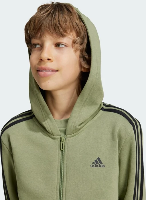 adidas Essentials 3-Streifen Fleece Hoodie tent green/black (Junior)