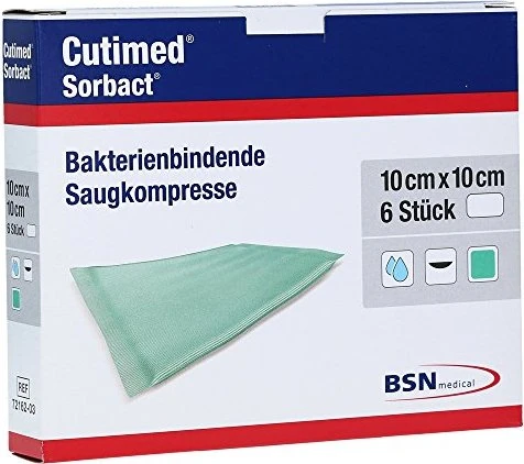 BSN medical Cutimed Sorbact Saugkompressen, 10 x 10cm, 6 Stück