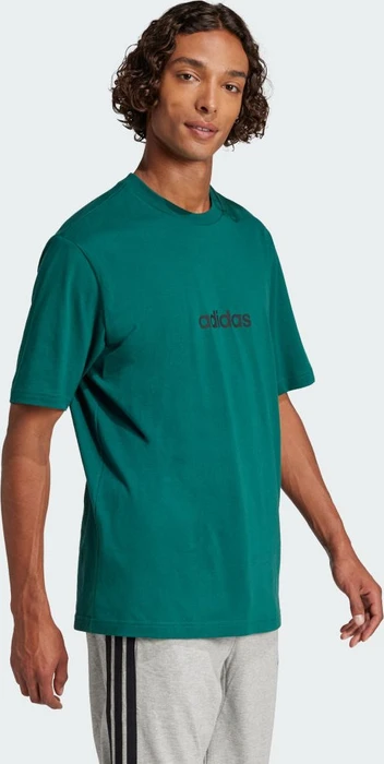 adidas Essentials Linear Single Jersey T-Shirt kurzarm collegiate green/black (Herren)