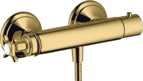 Hansgrohe Axor Montreux Brausethermostat Aufputz mit Kreuzgriff polished gold optic