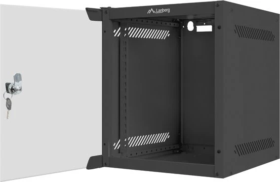 Lanberg WF10 Series 10" Rack Wandschrank 6HE, hängend, Flatpack, Glastür, IP20, RAL 9004, 310mm tief