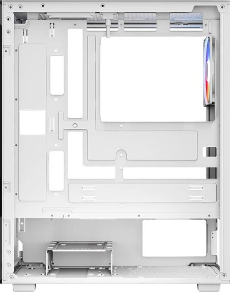 AeroCool Pivot White, inkl. 1x Lüfter, Lüfter LED Fixed RGB, Glasfenster