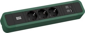 Bachmann Primo 2, 3-fach, 1x USB-A/1x USB-C, 2m, grün/schwarz