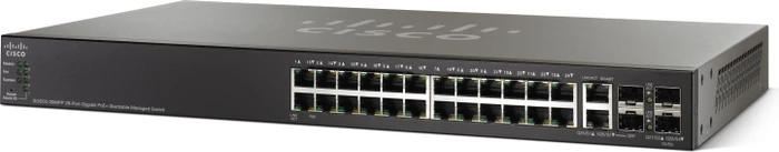 Cisco SG500 Rackmount Gigabit Managed Stacking Switch, 24x RJ-45, 2x RJ-45/SFP, 740W PoE+