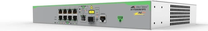 Allied Telesis CentreCOM FS980M Desktop Managed Switch, 8x RJ-45, 1x RJ-45/SFP, 150W PoE+