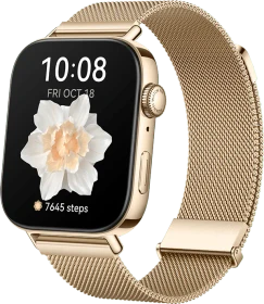 Huawei Watch Fit 3 mit Milanaise-Armband gold