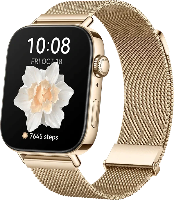 Huawei Watch Fit 3 mit Milanaise-Armband gold