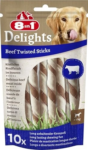 8in1 Delights Twisted Sticks XS Rind, 10 Stück