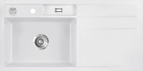 systemceram Bela 100 F Einbau Becken links mit Ablauffernbedienung satin