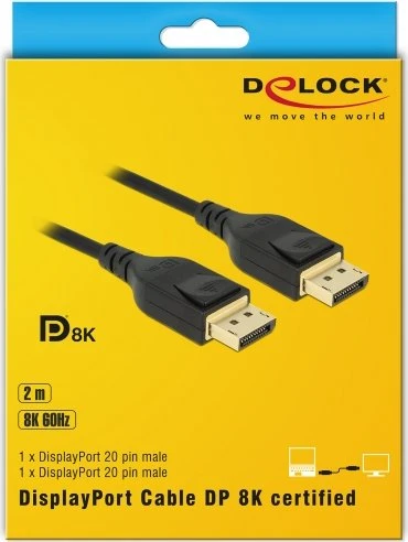 DeLOCK DisplayPort 1.4 Kabel 8K 60Hz schwarz, 2m