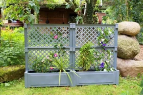 KHW Pflanzkasten-Set mit Spalier zentral 100x43cm grau, 2-tlg.