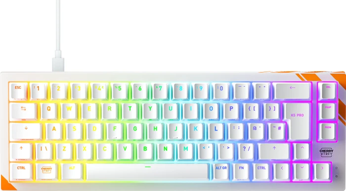 Cherry XTRFY K5 Pro TMR Compact, weiß/orange, MK Crystal Magnetic, USB, UK