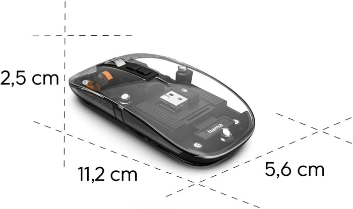 Hama WM-600 Wireless Multi-Device Mouse transparent, USB/Bluetooth