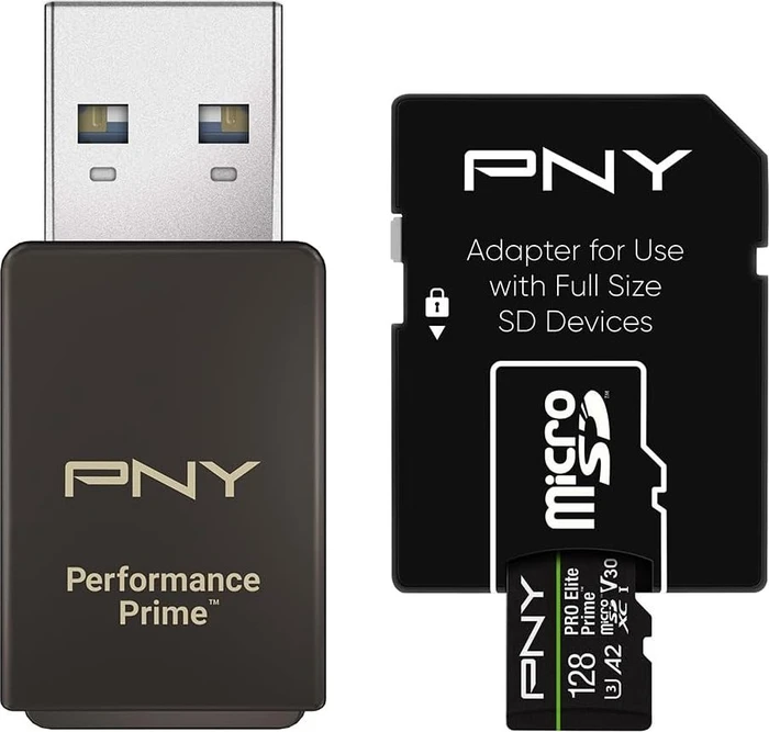 PNY Pro Elite Prime R200/W150 128GB USB-Kit, UHS-I U3, A2, Class 10