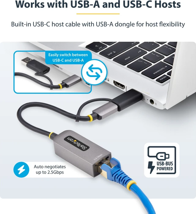 StarTech 2.5G LAN-Adapter, RJ-45, USB-C 3.0/USB-A 3.0 [Stecker]