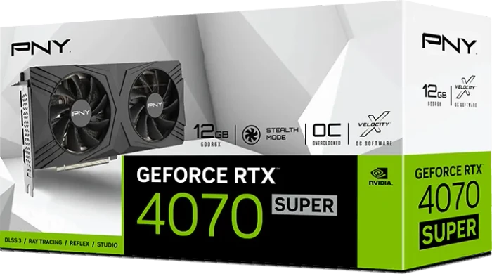PNY GeForce RTX 4070 SUPER Verto Overclocked Dual Fan, 12GB GDDR6X, HDMI, 3x DP