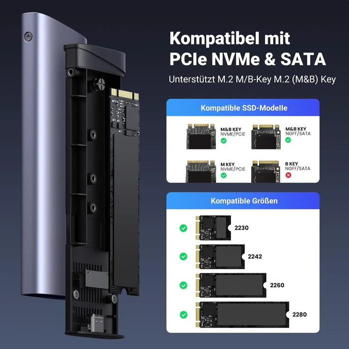 Ugreen CM767 M.2 NVMe SSD Enclosure, USB-C 3.1