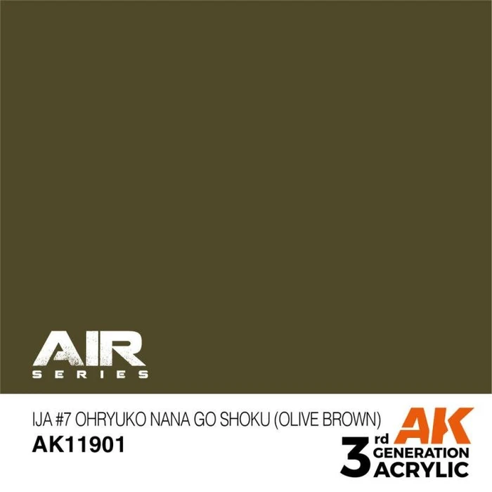 AK-Interactive 3rd Gen Acrylic Colors Air Series IJA #7 ohryuko nana go shoku olive brown, 17ml