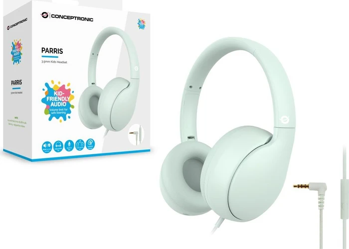 Conceptronic PARRIS04GT Kinder-Kopfhörer mit 3,5-mm-Klinkenanschluss grün (PARRIS04GT) – Bild 2 von 3