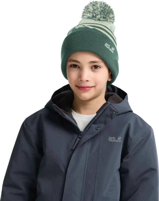 Jack Wolfskin Stripy Pompom Beanie sago palm (Junior)