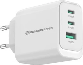 Conceptronic 3-Port 65W GaN USB-PD-Ladegerät weiß